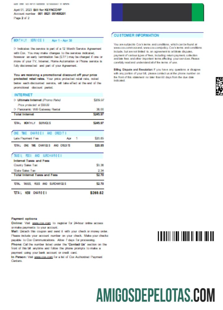 Projeto de lei comercial de serviços públicos de televisão a cabo digital COX, página 2, SCR baixar para verificação